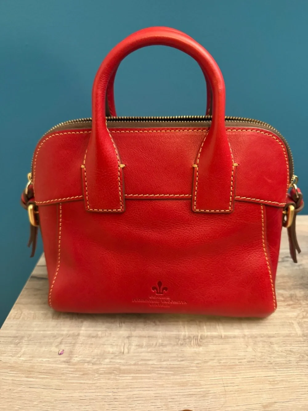 Dooney & Bourke Florentine Small Cameron Satchel Crossbody RED - Picture 4 of 5